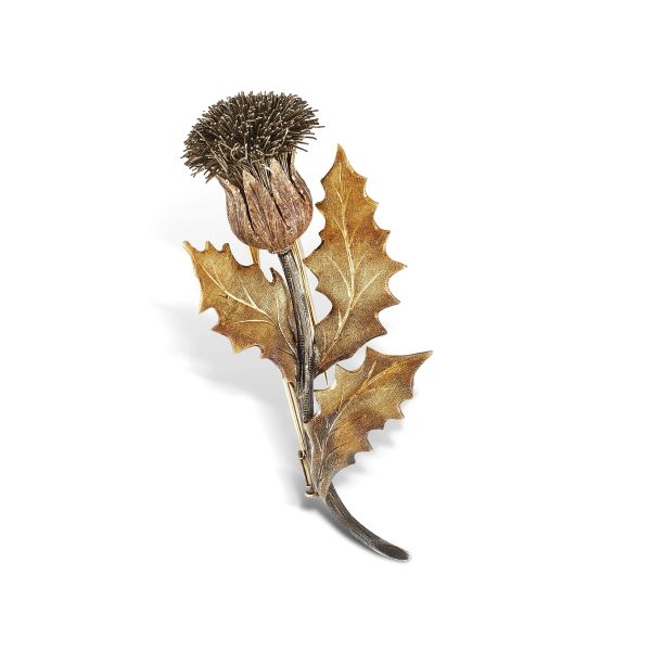 Buccellati - BUCCELLATI LITTLE THISTLE BROOCH IN 18KT TWO TONE GOLD AND SILVER