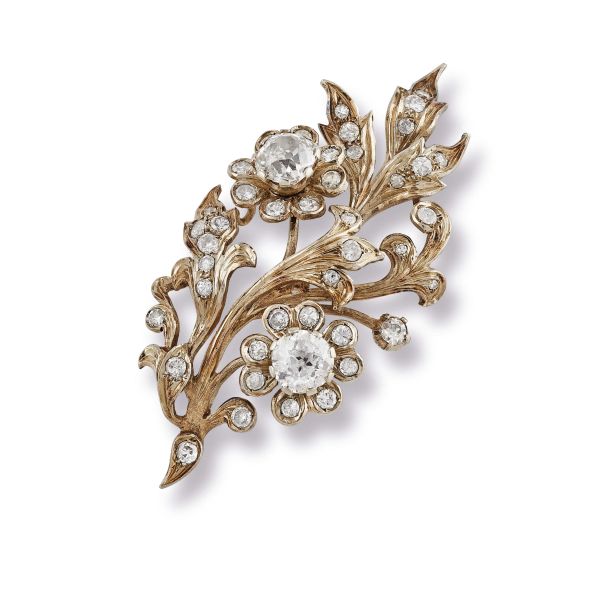 



DIAMOND FLOWERING BRANCH BROOCH IN 18KT YELLOW GOLD