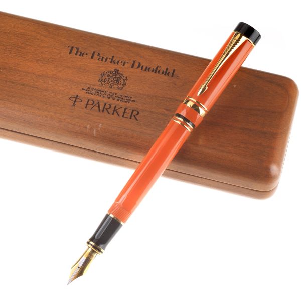 PARKER DUOFOLD CENTENNIAL ORANGE FOUNTAIN PEN
