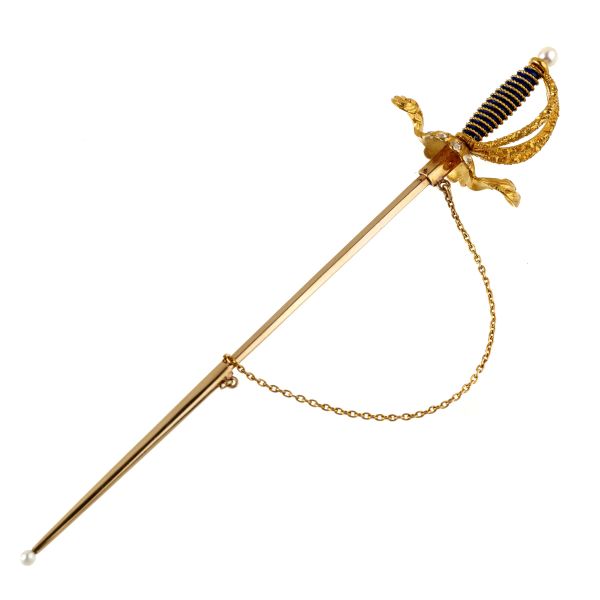 



BIG SWORD-SHAPED BROOCH IN 14KT YELLOW GOLD