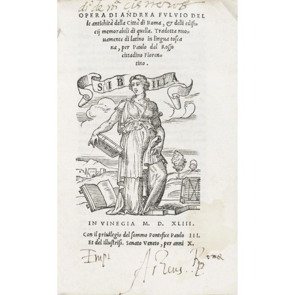 Fulvio, Andrea. Delle antichità della città di Roma e delli edifici memorabili di quella. Venezia, Tramezzino, 1543.