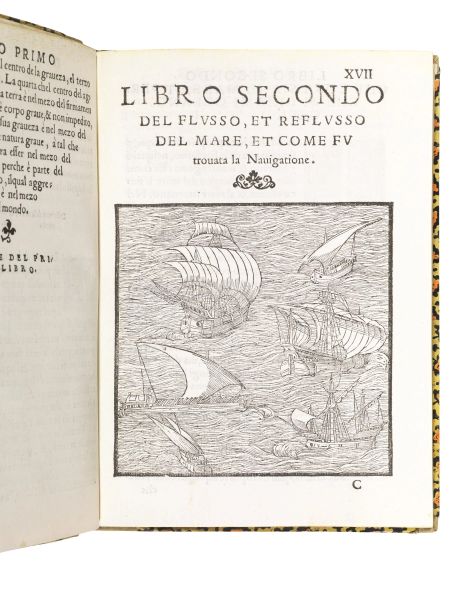(Nautica) MEDINA, Pedro de. L&rsquo;arte del navegar, in la qual si contengono le regole, dechiarationi, secreti, &amp; avisi, alla bona navegation necessarij. In Vinetia, ad instantia di Gioanbattista Pedrezano, 1554.