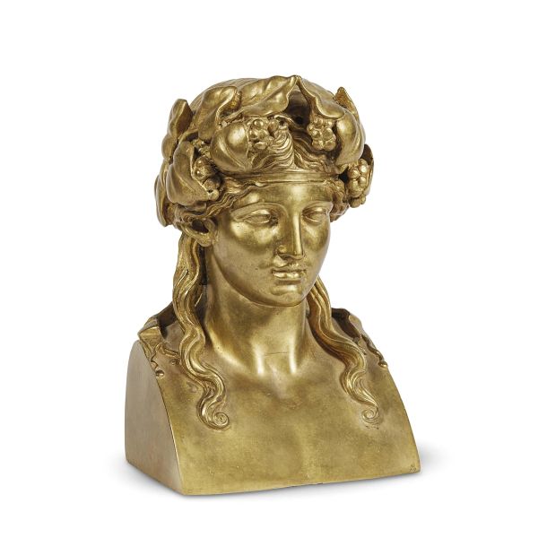 Tuscan, early 19th century, Herm of Dionisus, gilt bronze, 25,5x16,5x12 cm