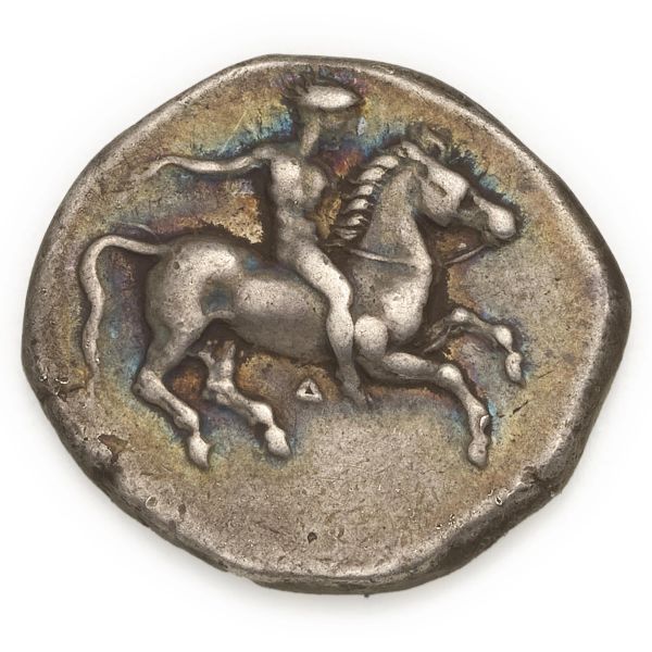 



Taras - Nomos o Didramma (IV sec. a.C.)