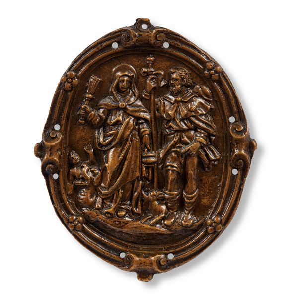 



Spain, 16th century, Saint Martha and Saint Roch, bronze