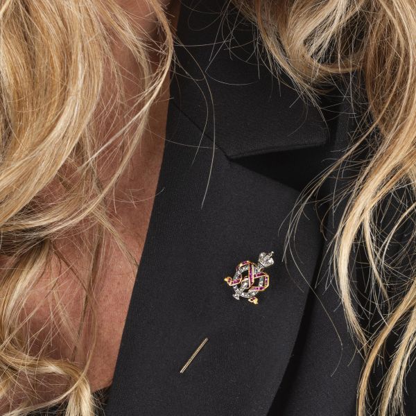 SPILLA CON RUBINI E DIAMANTI