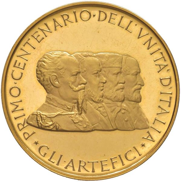      MEDAGLIA IN ORO PER IL PRIMO CENTENARIO DELL&rsquo;UNITA&rsquo; D&rsquo;ITALIA (1861-1961) OPUS GIAMPAOLI OPUS GIAMPAOLI 