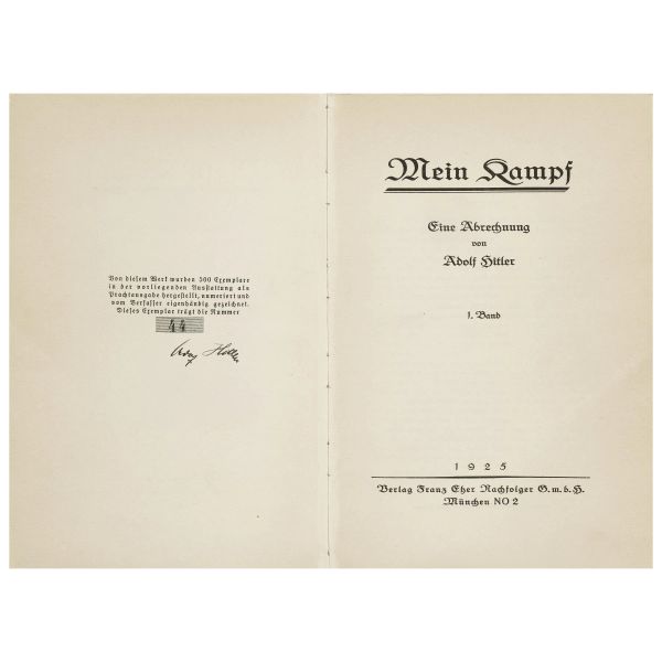 Hitler, Adolf. Mein Kampf. Monaco, Franz Eher, 1925-27.