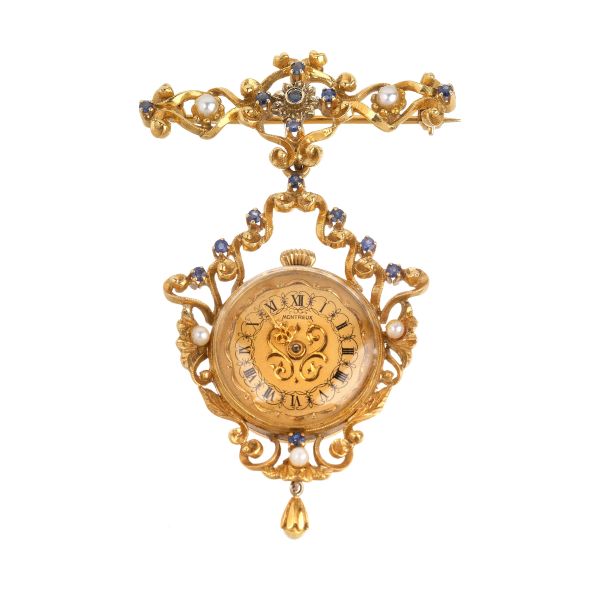 



BROOCH WITH A PENDING WATCH IN 18 KT YELLOW GOLD