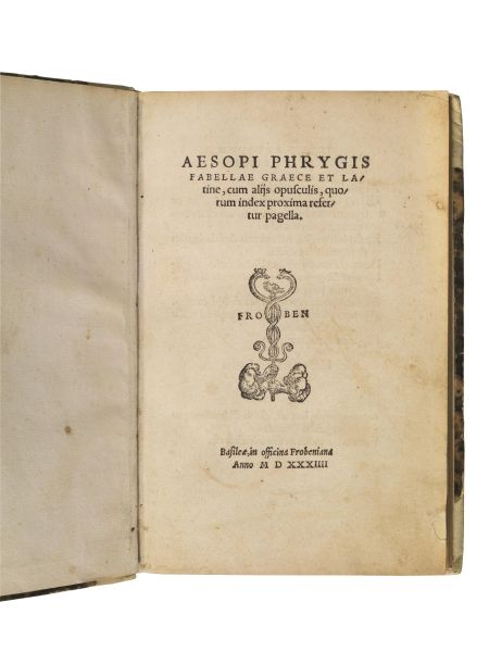 ESOPO. Fabellae graece et latine. Basile&aelig;, in officina Frobeniana, 1534.