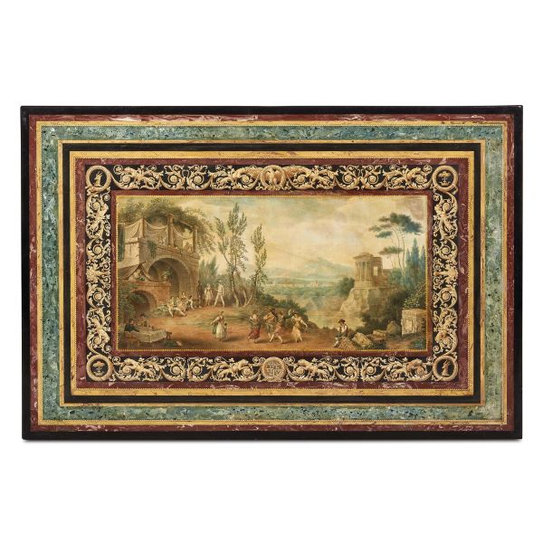 AN ITALIAN SCAGLIOLA TABLE TOP, 19TH CENTURY