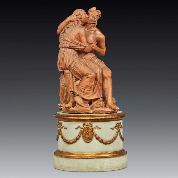 Attributed to Innocenzo Fraccaroli, Atala and Chactas, teracotta