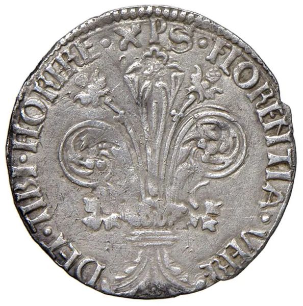 



FIRENZE. REPUBBLICA (sec. XIII-1532). GROSSO DA 5 SOLDI 4 DENARI I semestre 1453 (simbolo: stemma Guiducci, Simone Guiducci)