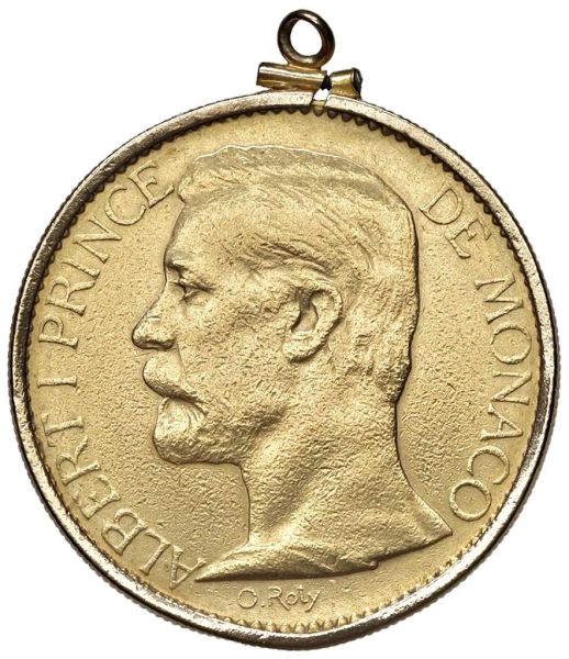 MONACO (PRINCIPATO DI). ALBERTO I (1889-1922). 100 FRANCHI 1891 CON MONTATURA