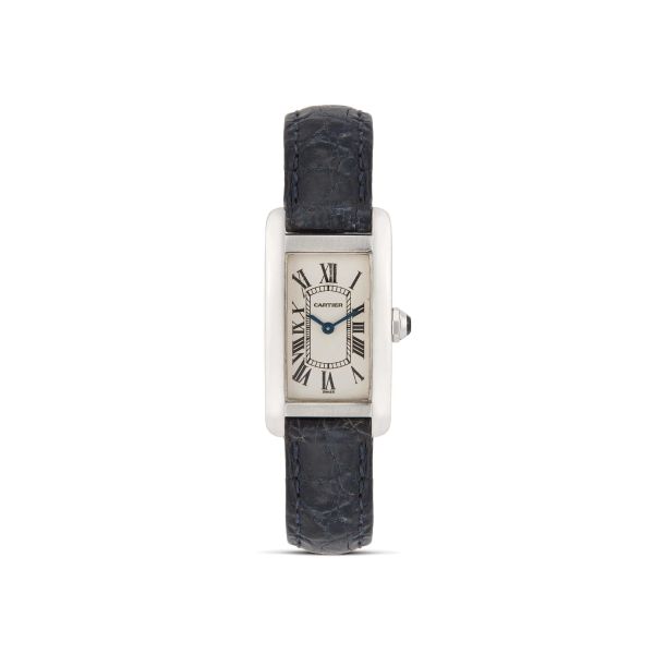 Cartier - CARTIER TANK AMERICAINE REF. 1713 SMALL SIZE WHITE GOLD WRISTWATCH