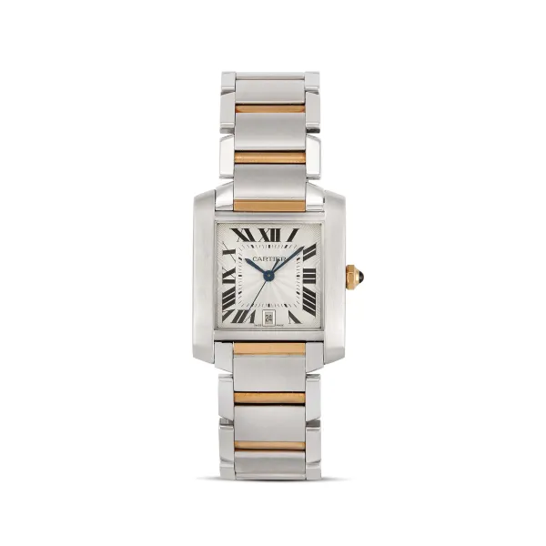 Cartier - CARTIER TANK FRANCAISE BIG SIZE STAINLESS STEEL AND GOLD WRISTWATCH