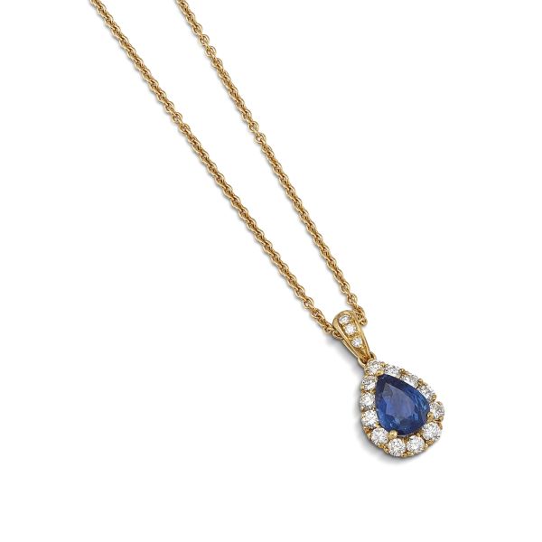 SAPPHIRE AND DIAMOND NECKLACE IN 18KT YELLOW GOLD