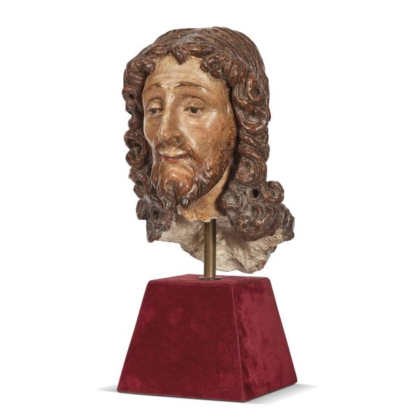 Workshop of Andrea Ferrucci (Fiesole 1465 - Florence 1526), A Reedemer&rsquo;s head, painted in polychromy  [..]