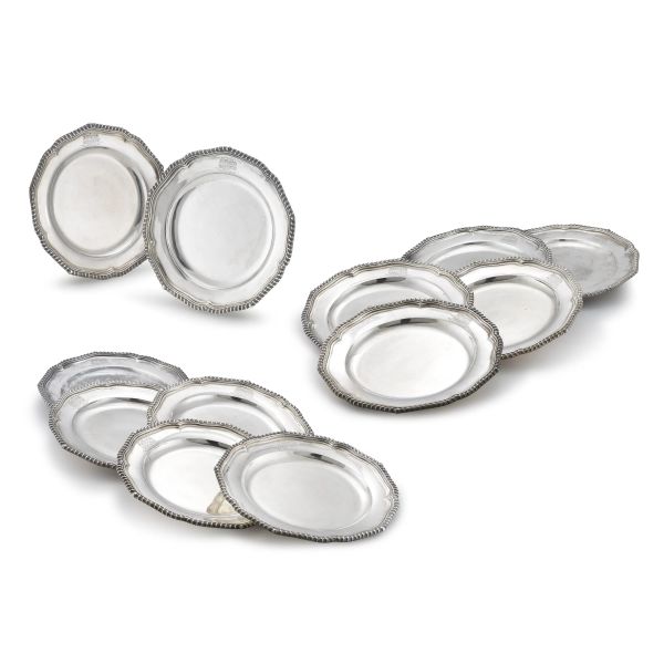 DODICI PIATTI, LONDRA 1808, ARGENTIERE PAUL STORR