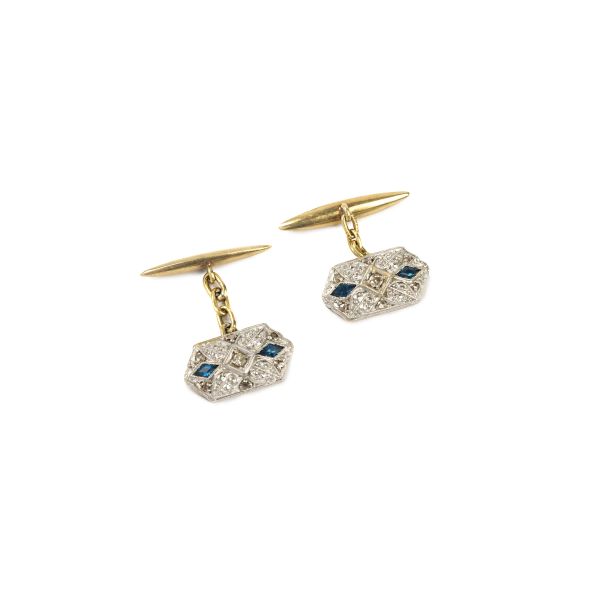 



SAPPHIRE AND DIAMOND CUFFLINKS IN 18KT TWO TONE GOLD