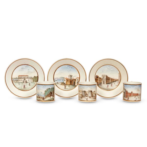 SIX CUPS WITH SAUCER, NAPLES, FIRST HALF 19TH CENTURY