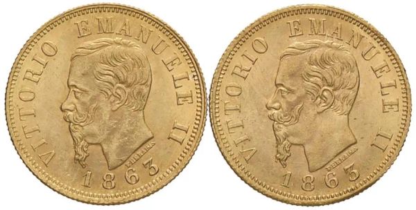 SAVOIA VITTORIO EMANUELE II (1849-1878) DUE MONETE DA 10 LIRE
