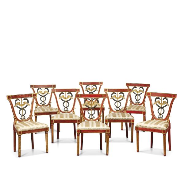 EIGHT TUSCAN CHAIRS, 19TH CENTURY
