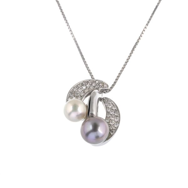 



PEARL AND DIAMOND NECKLACE IN 18KT WHITE GOLD
