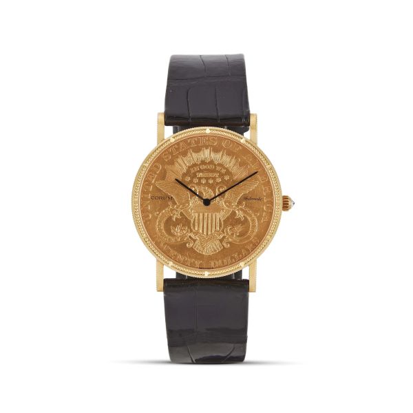 CORUM 20$ DOLLARS COIN-SHAPED WATCH IN YELLOW GOLD