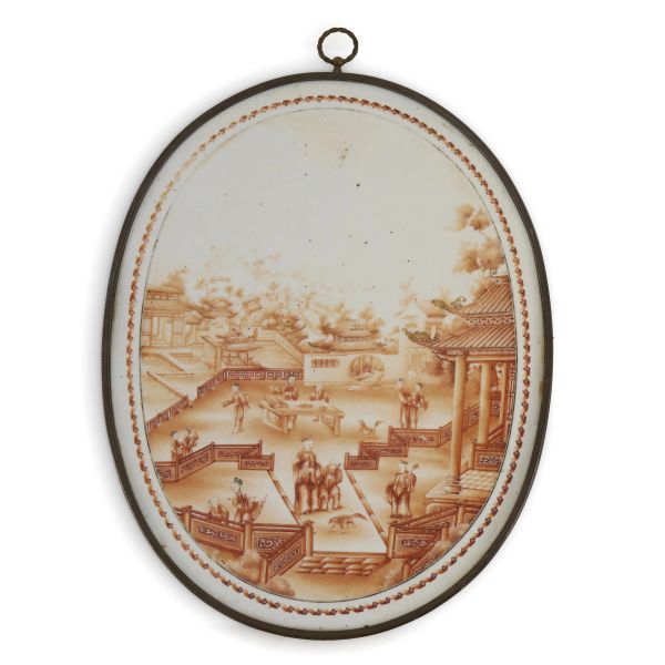 



AN OVAL PORCELAIN PLAQUE, CHINA, QING DYNASTY, QIANLONG PERIOD
