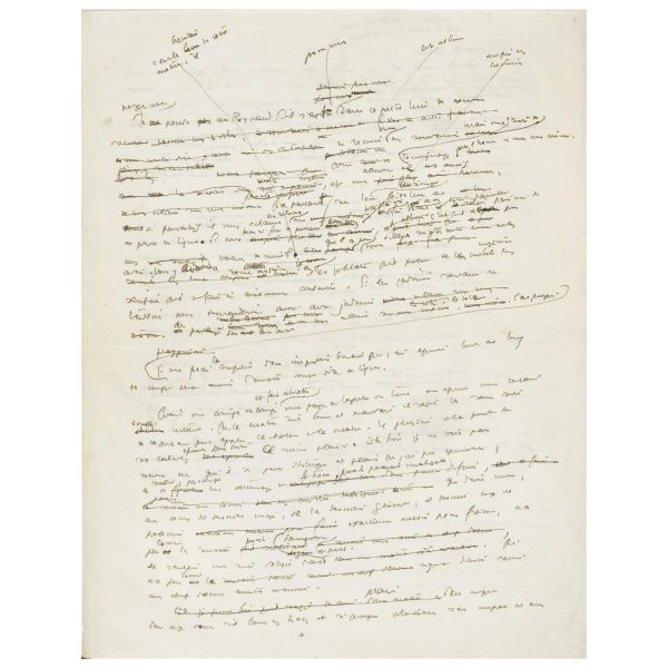 Beautiful and rare poetic manuscript, first draft, of an airy lightness