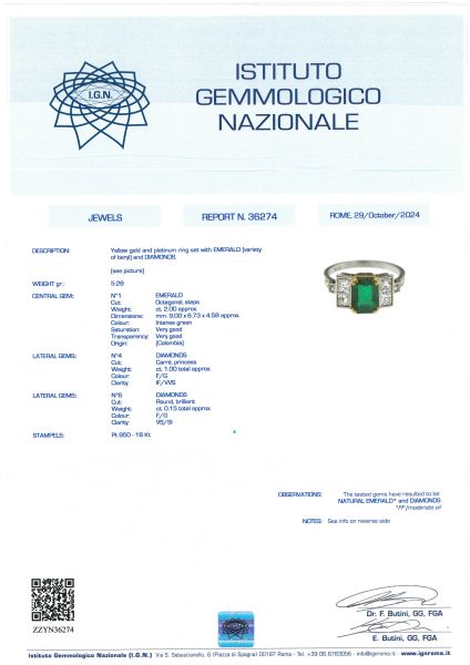 ANELLO CON SMERALDO COLOMBIANO E DIAMANTI