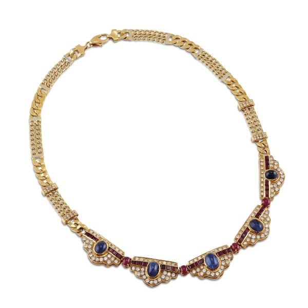 MULTI GEM NECKLACE IN 18KT YELLOW GOLD