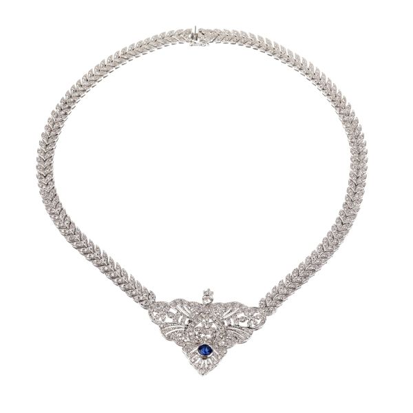 



SAPPHIRE AND DIAMOND NECKLACE IN 18KT WHITE GOLD