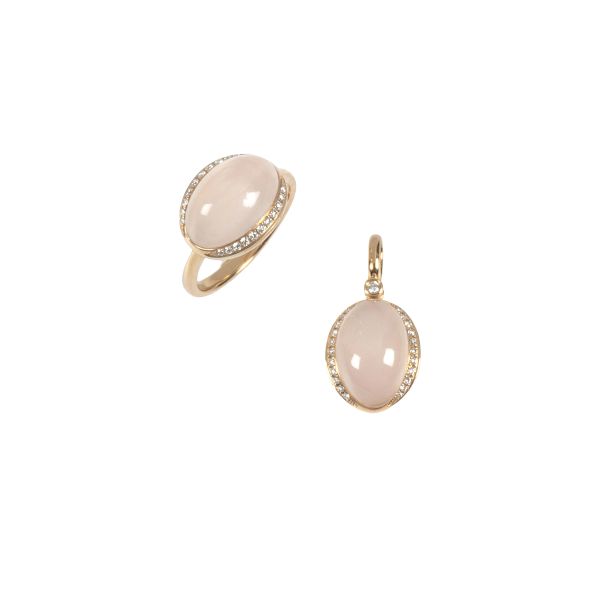



DIAMOND AND ROSE QUARTZ DEMI-PARURE IN 18KT ROSE GOLD