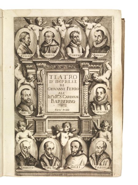      (Emblemi - Illustrati 600)   FERRO, Giovanni.   Teatro d&rsquo;imprese di Giovanni Ferro all&rsquo;ill.mo e r.mo s.r cardinal Barberino. Parte prima [-seconda].   (In Venetia, appresso Giacomo Sarzina, 1623). 