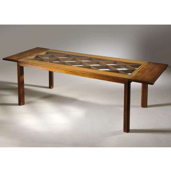 



TABLE, WOODEN STRUCTURE, GLASS TOP