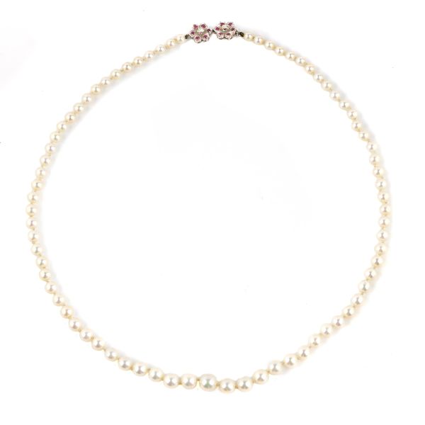 PEARL RUBY AND DIAMOND NECKLACE