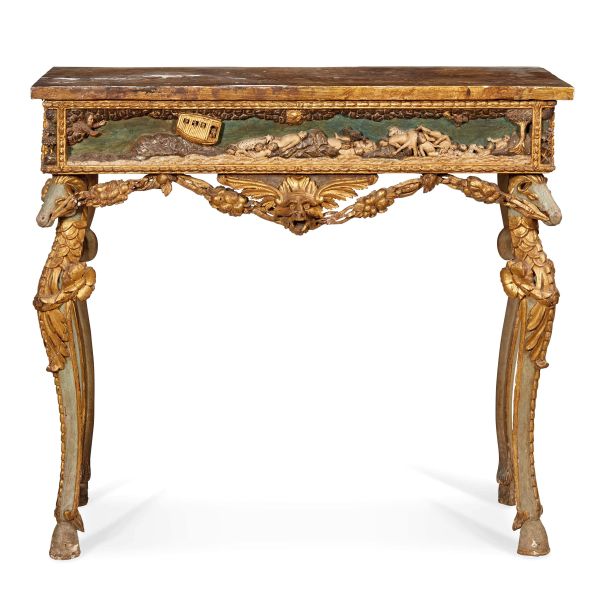 



A ROMAN CONSOLE AND A PAIR OF CORNER CONSOLES, LATE 18TH CENTURY