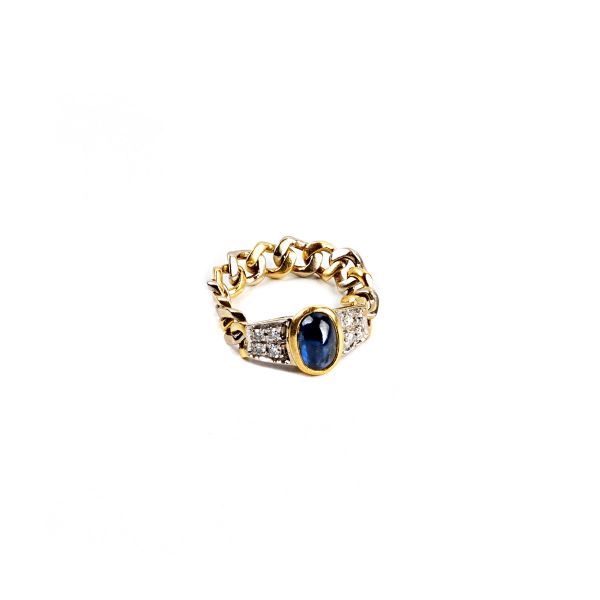 



SAPPHIRE AND DIAMOND RING IN 18KT TWO TONE GOLD