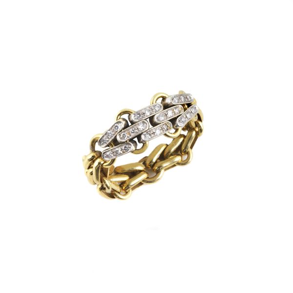 Pomellato - POMELLATO DIAMOND CHAIN RING IN 18KT TWO TONE GOLD
