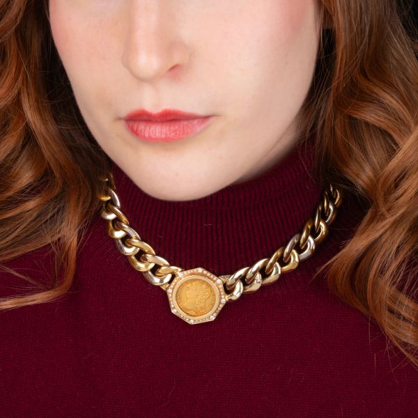 COLLANA A CATENA CON MONETA