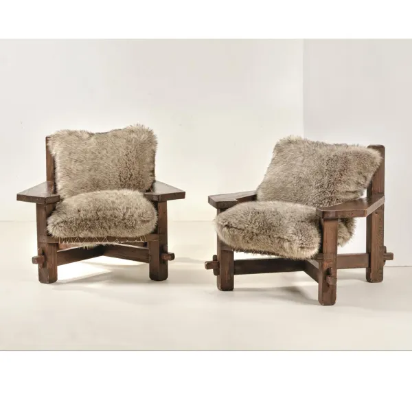 



A COUPLE OF ARMCHAIRS, WOOD AND ROPE STRUCTURE