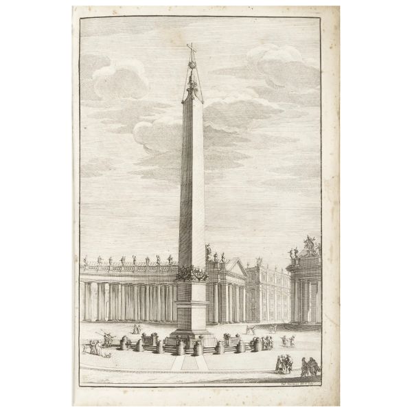Prima e unica edizione di questa descrizione del restauro dell'obelisco di Piazza San Pietro