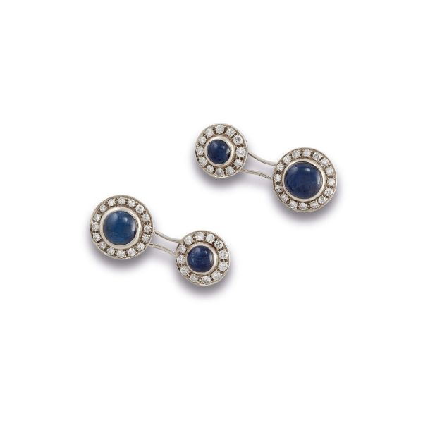 



SAPPHIRE AND DIAMOND CUFFLINKS IN 18KT WHITE GOLD