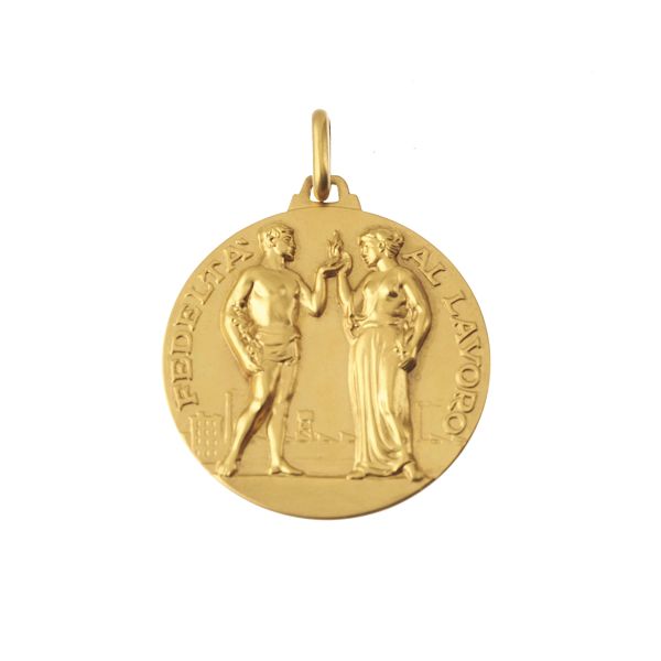 



&quot;DEVOTION TO WORK&quot; MEDAL IN 18KT YELLOW GOLD