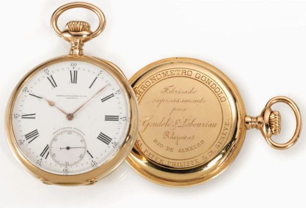Orologio da tasca Patek Philippe per Gondolo &amp; Labourian Rio de Janeiro,&nbsp; Chronometro Gondolo, n. 152653, 1910 circa, in oro giallo 18 kt