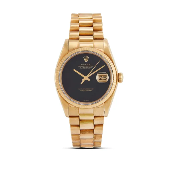 Rolex - ROLEX DATEJUST ONYX DIAL REF. 16018 N. 55338XX YELLOW GOLD WRISTWATCH, 1978