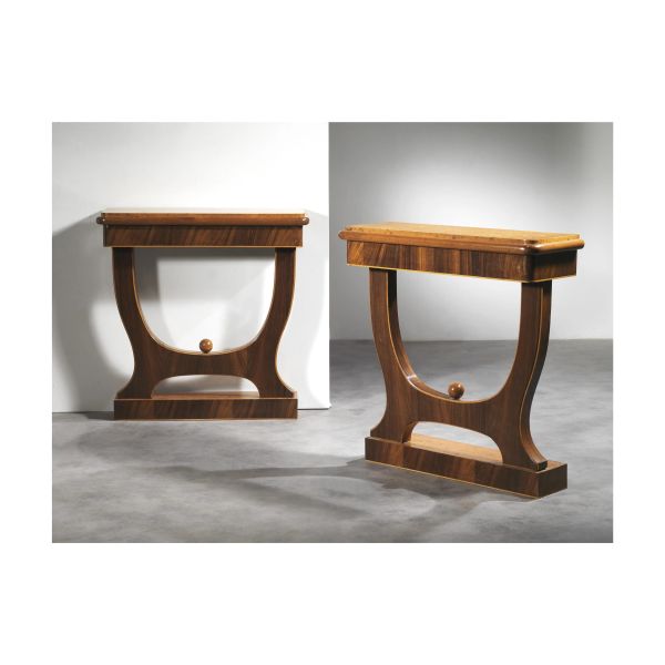 A PAIR OF WOODEN CONSOLES