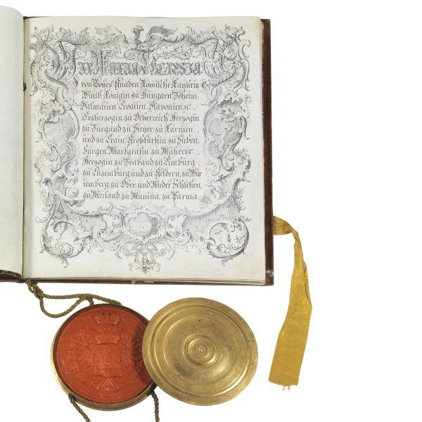 MARIA TERESA D&rsquo;AUSTRIA (1717-1780). Patente di nobilt&agrave; concessa il 12 febbraio 1766 a Ferdinand Jacob von Pichl.
